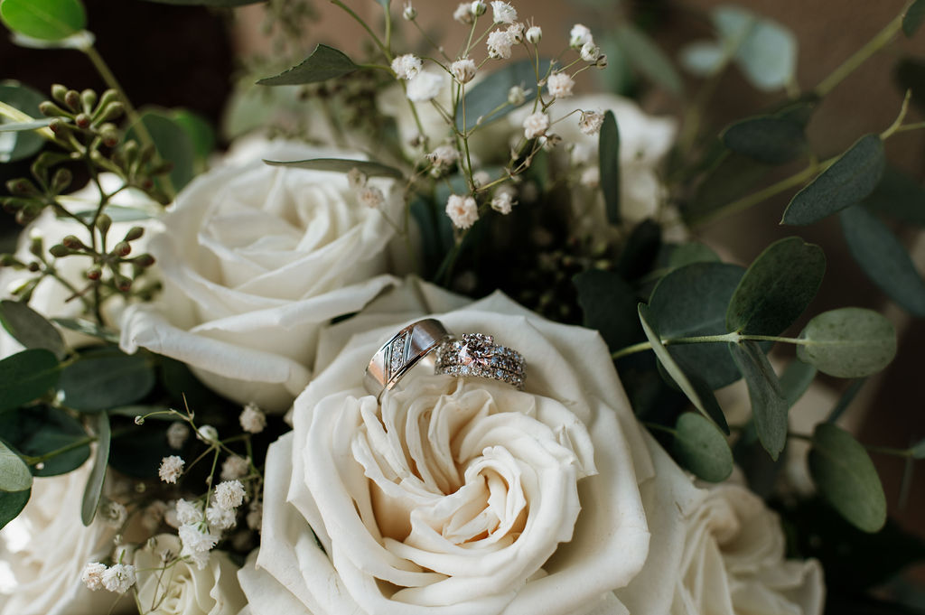 Wedding ring in bouquet