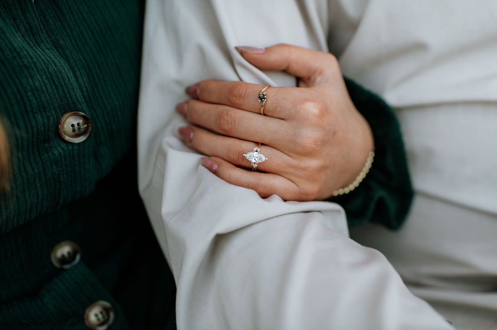 close up shot of engagement ring