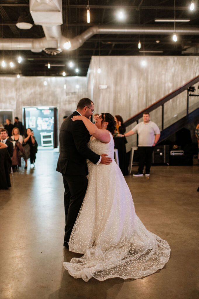 Bride and grooms first dance at The Brick in South Bend, IN