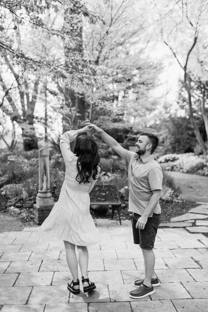 Black and white photos of a couples engagement session in Indiana