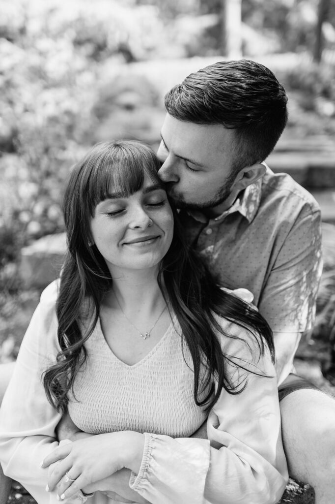 Black and white photos of a couples engagement session in Indiana