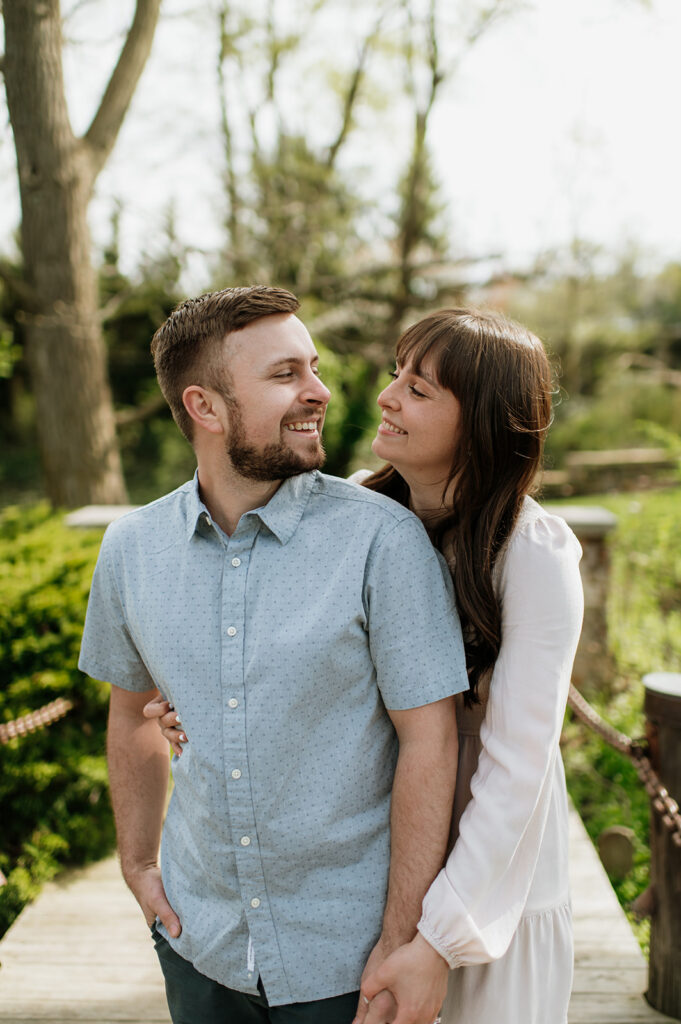 Couples outdoor Hamstra Gardens engagement photos in the spring