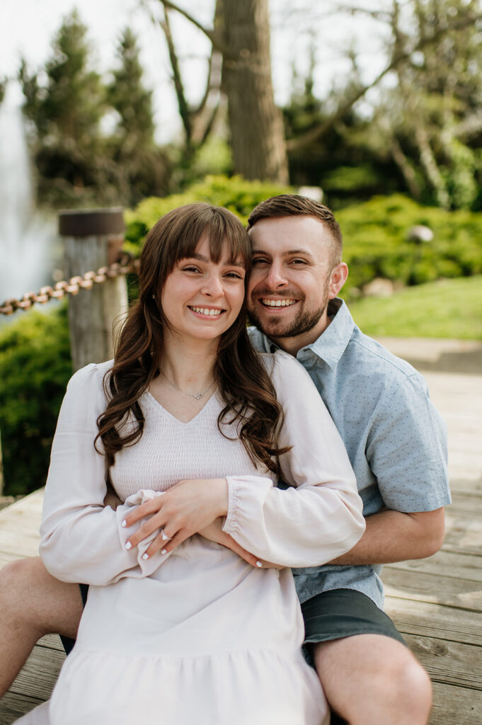 Couples outdoor Hamstra Gardens engagement photos in the spring