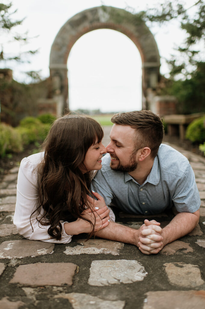 Couples spring Hamstra Gardens engagement photos in Wheatfield, Indiana