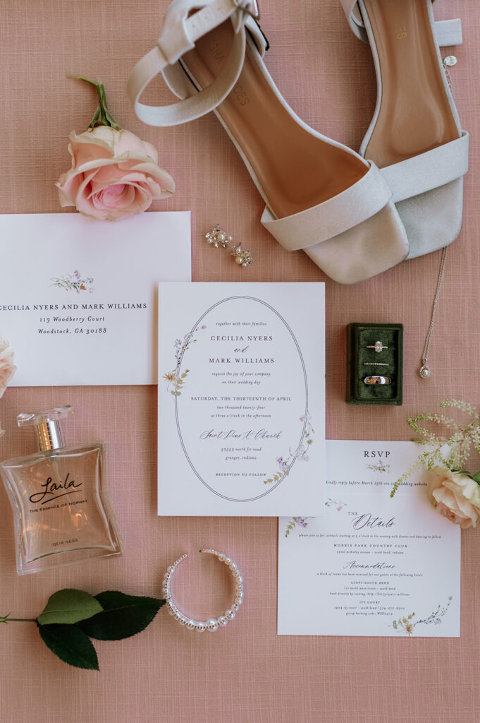 Beautiful flat lay wedding details