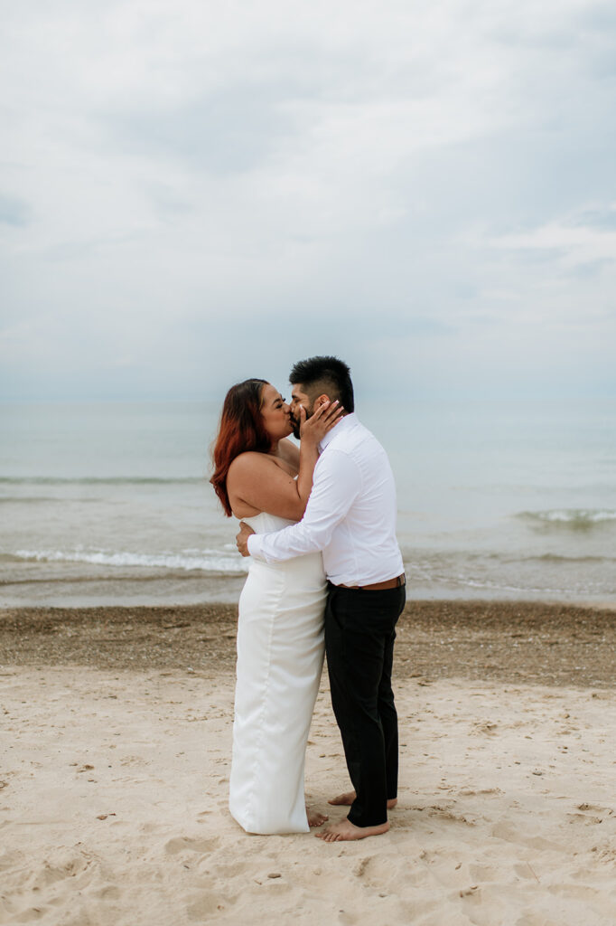 Bride kissing her groom during their elopement in Indiana