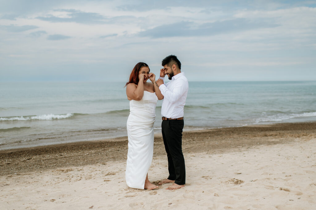 Bride and groom getting emotional during their elopement ceremony