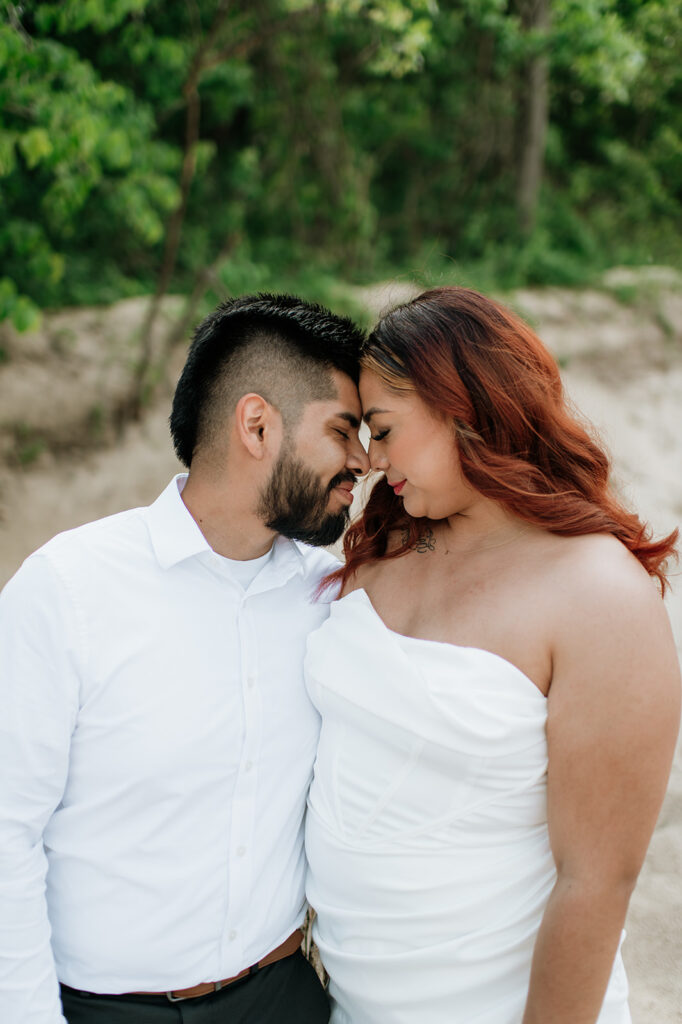 Bride and grooms portraits on the beach