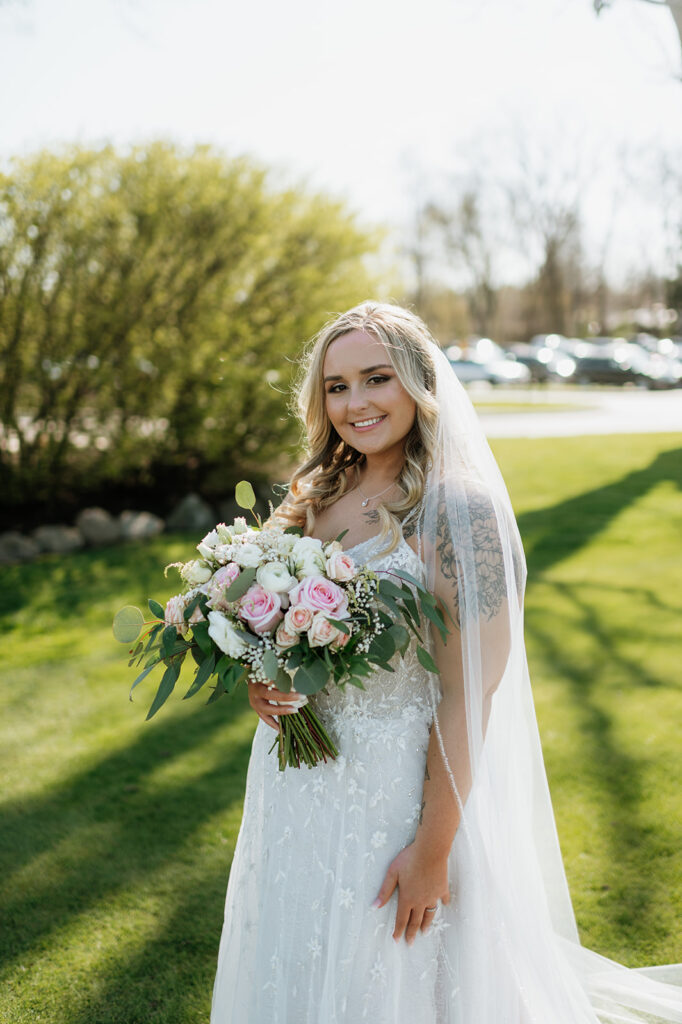 Outdoor bridal portraits from a Morris Park Country Club wedding in South Bend, Indiana