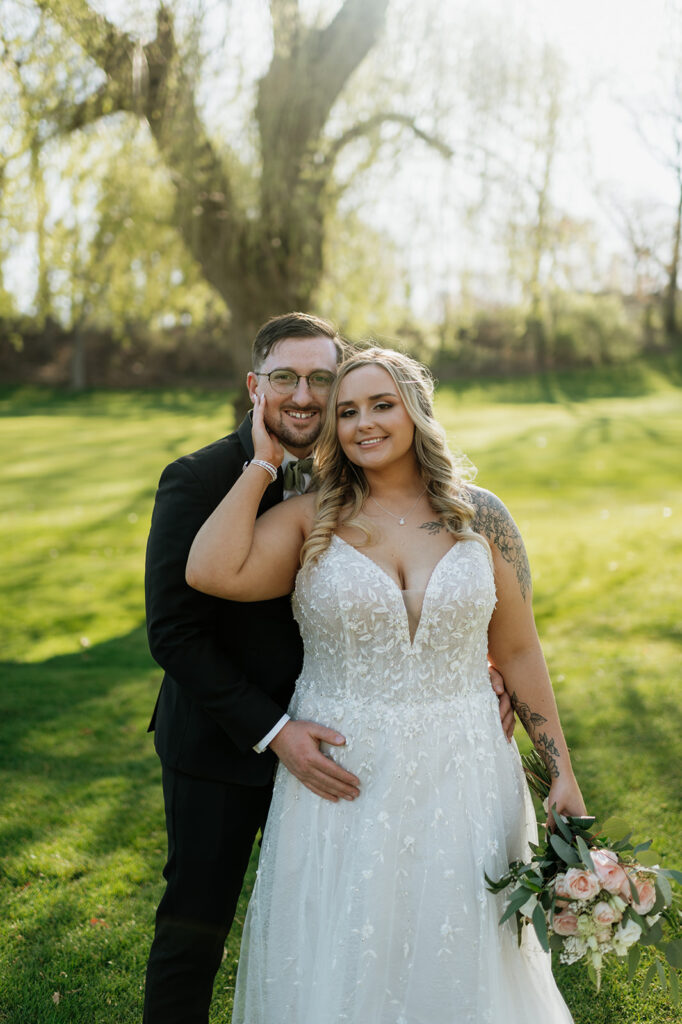 Bride and grooms outdoor portraits from their Morris Park County Club wedding in South Bend, Indiana