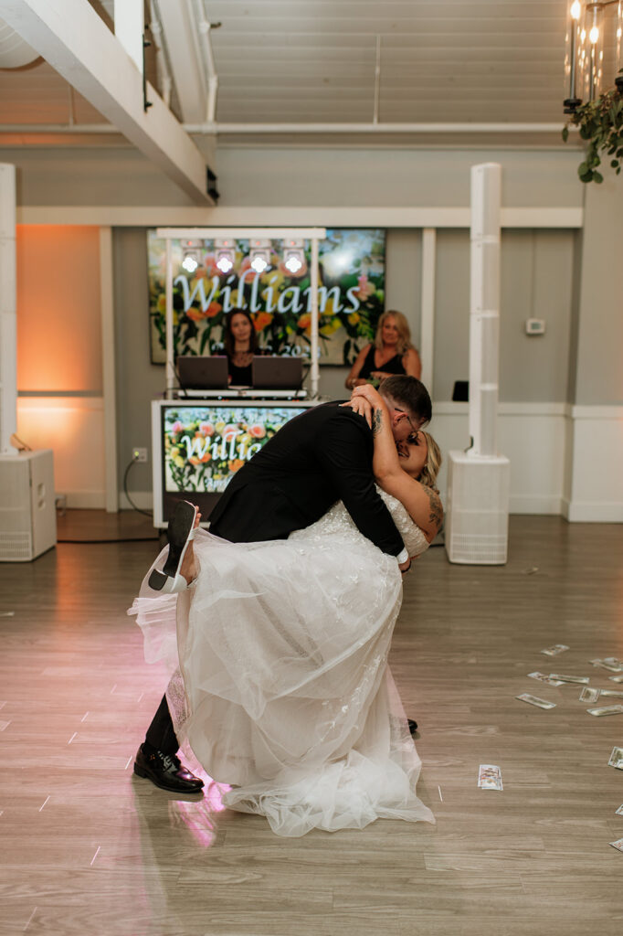 Bride and grooms first dance from their Morris Park Country Club wedding in South Bend, Indiana