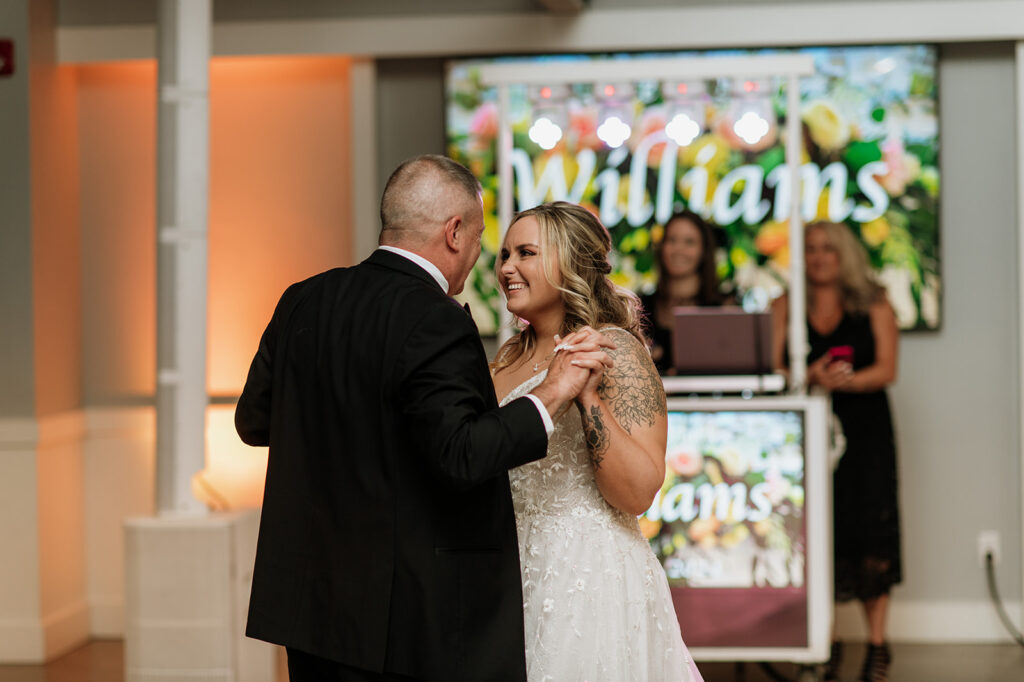 Bride and her father dancing during the reception