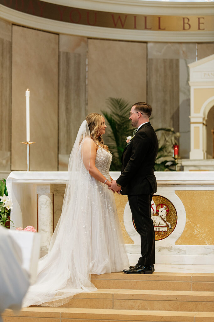 Catholic wedding ceremony at St. Pius X Catholic Church in Granger, Indiana