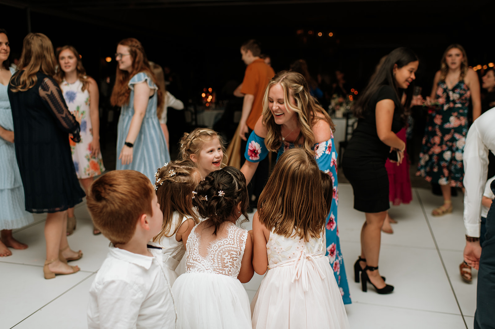 Guests dancing during a wedding reception