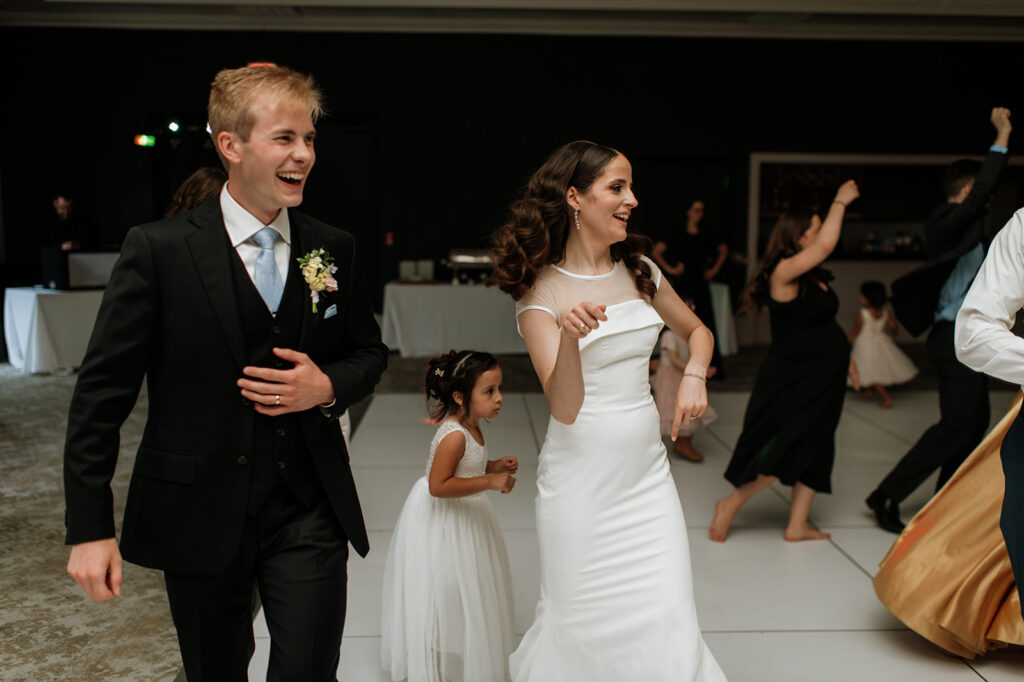 Bride and groom dancing during their wedding reception