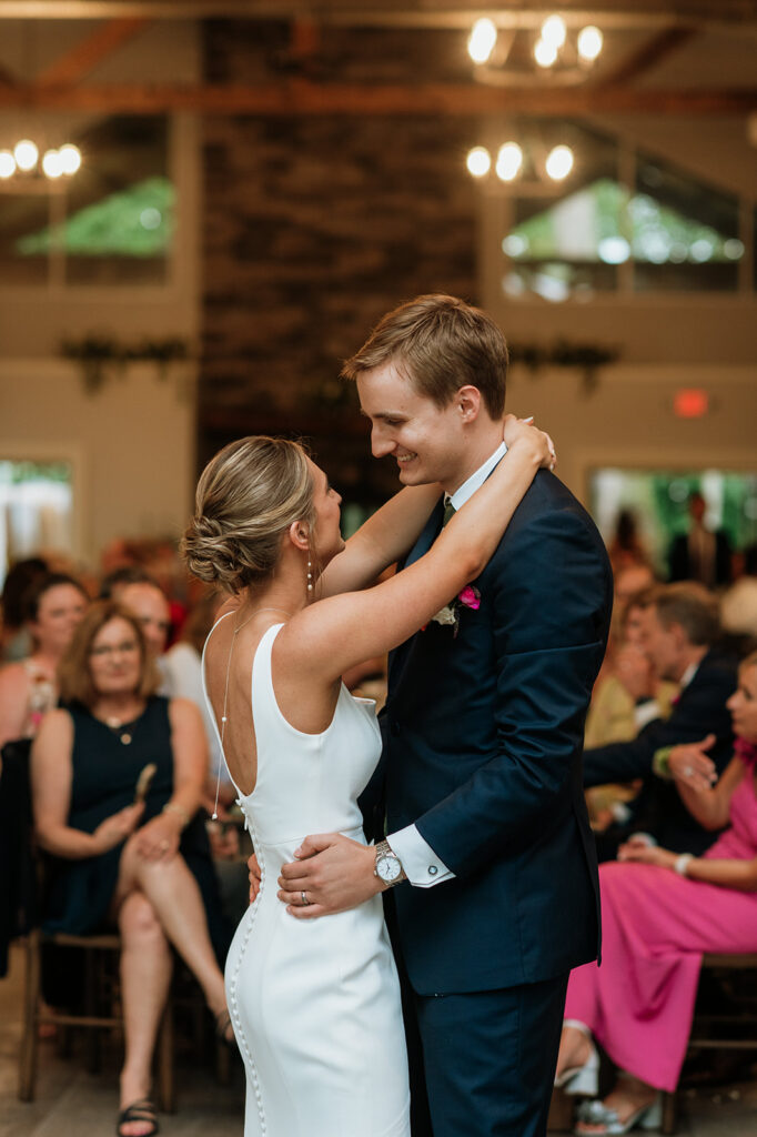 Bride and groom sharing their first dance