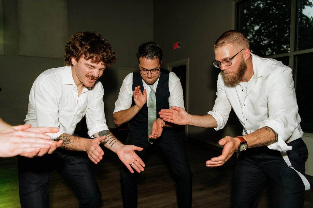 Wedding guests dancing at an Indiana reception