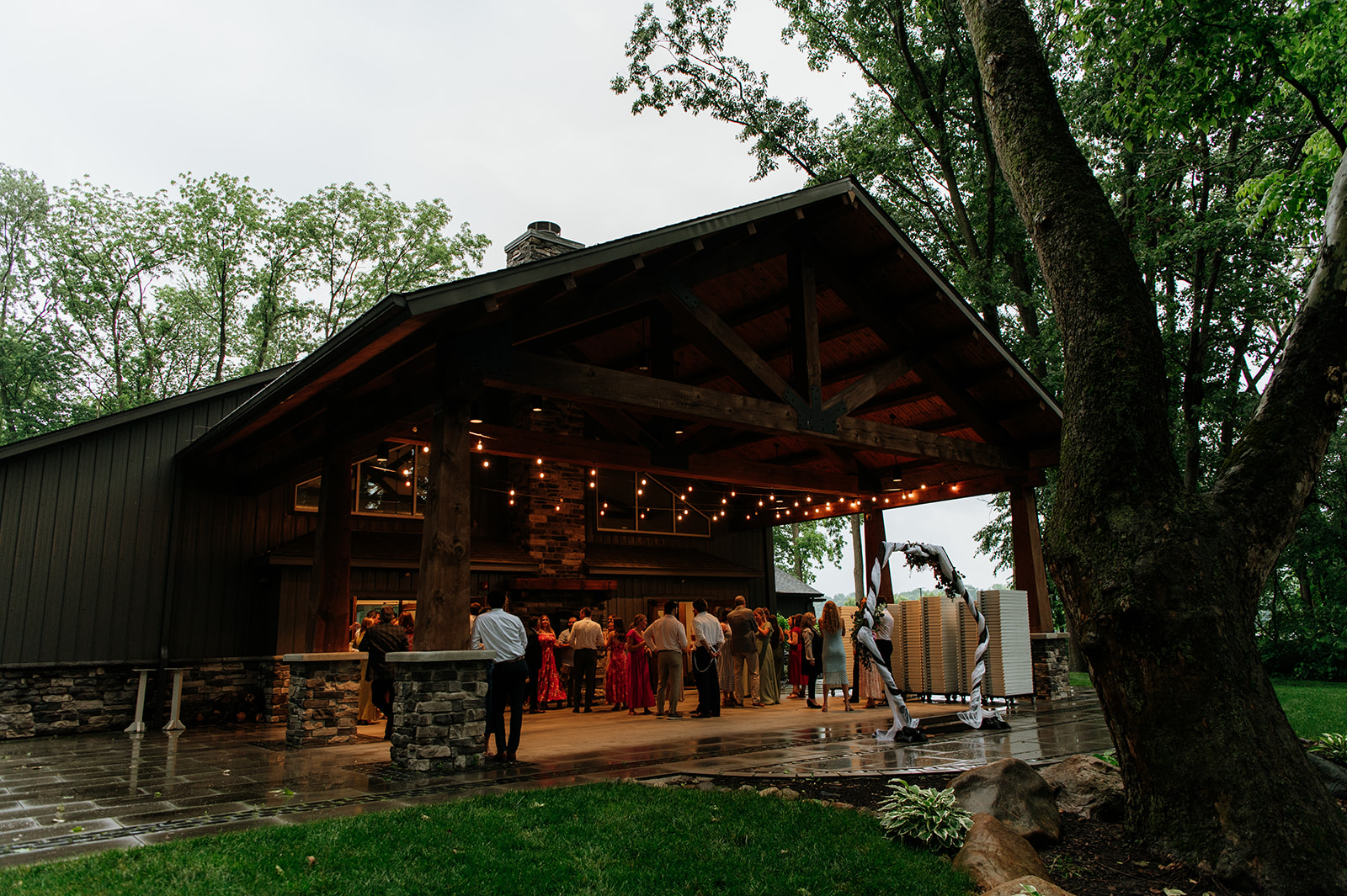 An indoor wedding reception at The Wooded Knot in Tippecanoe, Indiana