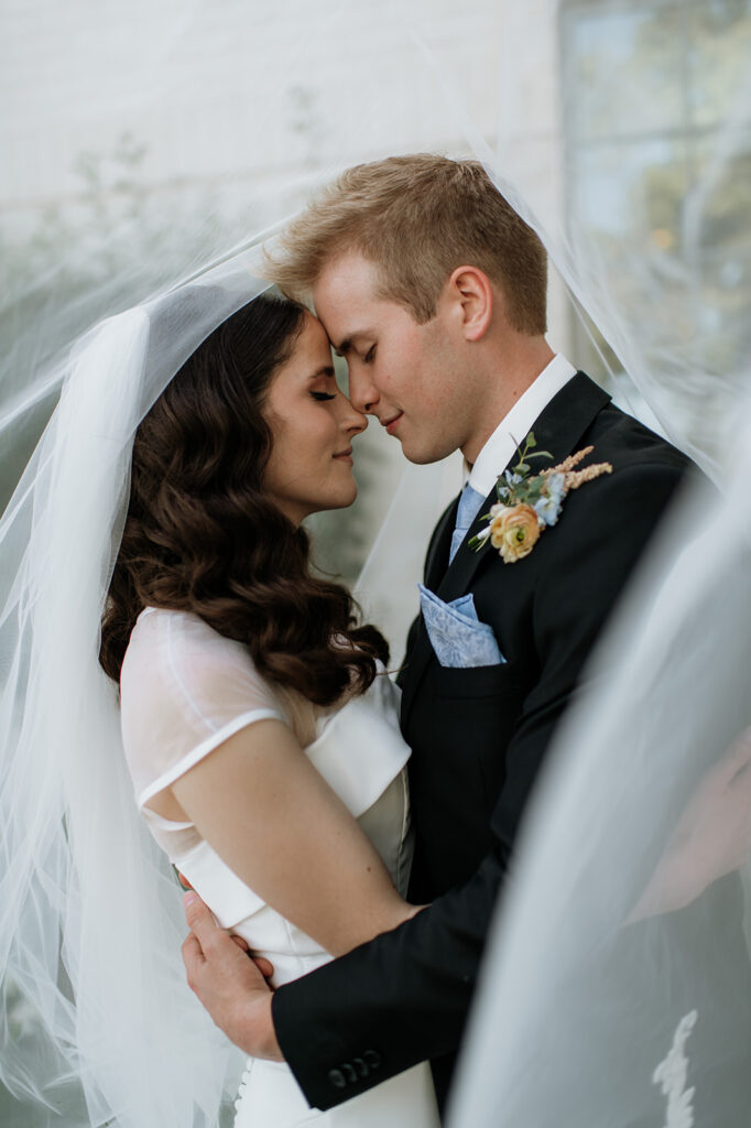 Bride and grooms outdoor wedding portraits from their Ritz Charles Carmel, Indiana wedding