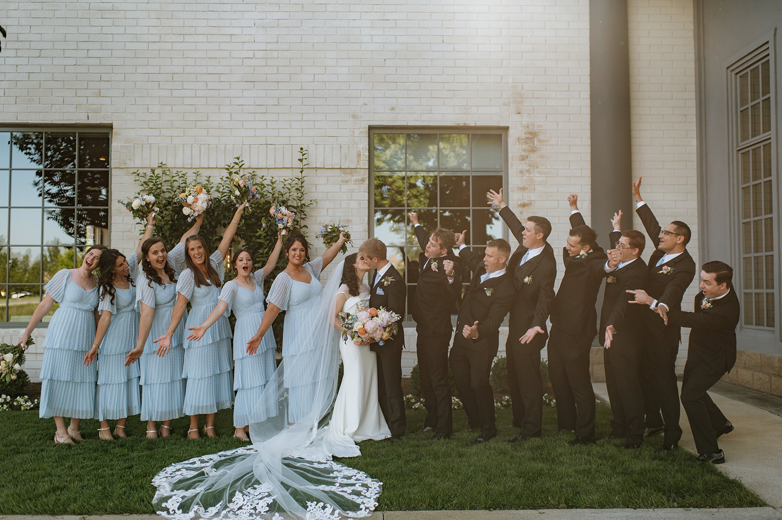 Full wedding party portraits for a Ritz Charles Carmel, Indiana wedding