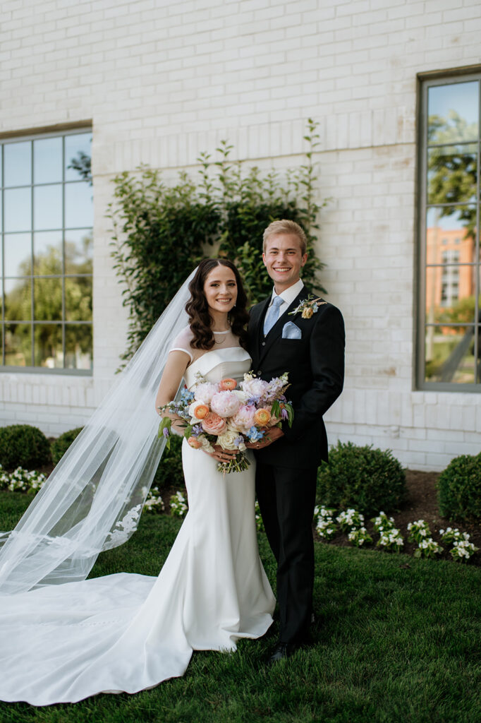 Bride and grooms outdoor wedding portraits from their Ritz Charles Carmel, Indiana wedding