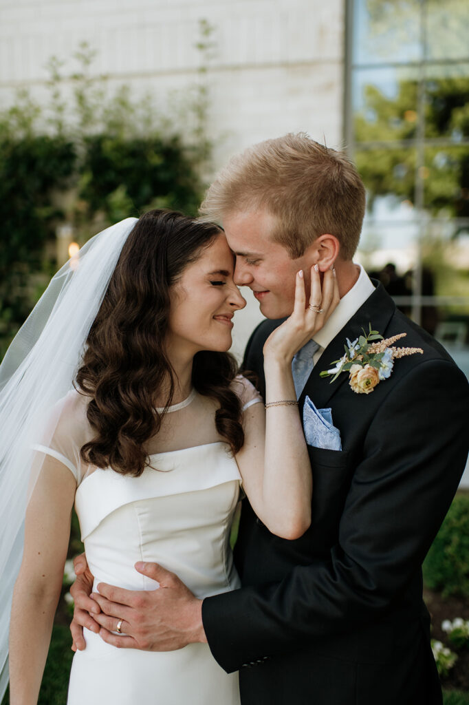 Bride and grooms outdoor wedding portraits from their Ritz Charles Carmel, Indiana wedding