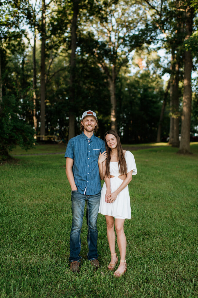 Couple smiling during their engagement session