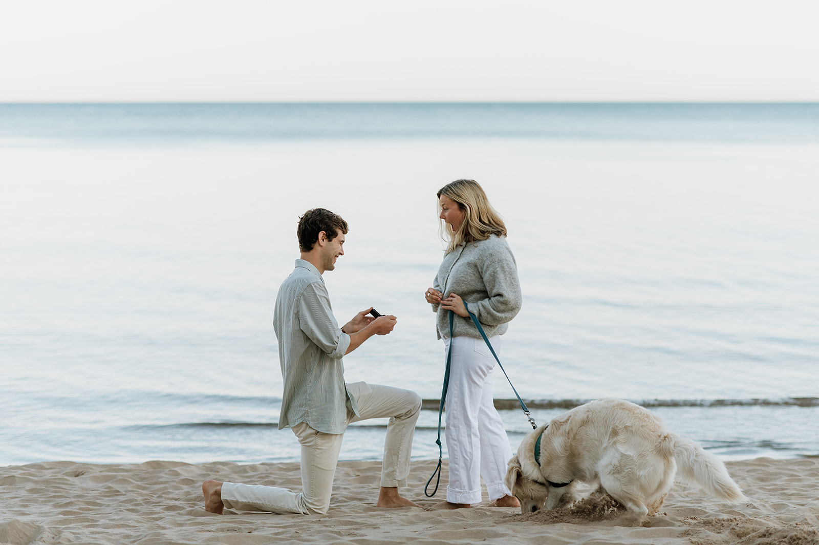 A Michigan surprise proposal at Gordon Beach in New Buffalo