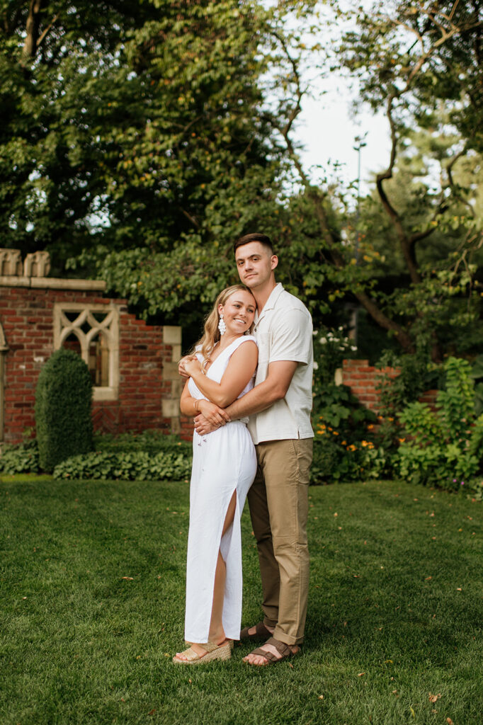 Man and woman posing at Hamstra Gardens in Wheatfield, Indiana