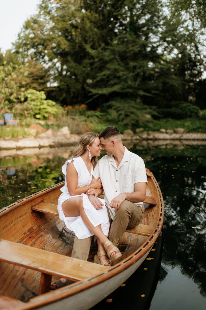 Couple posing for their Hamstra Gardens engagement photos in Wheatfield, Indiana