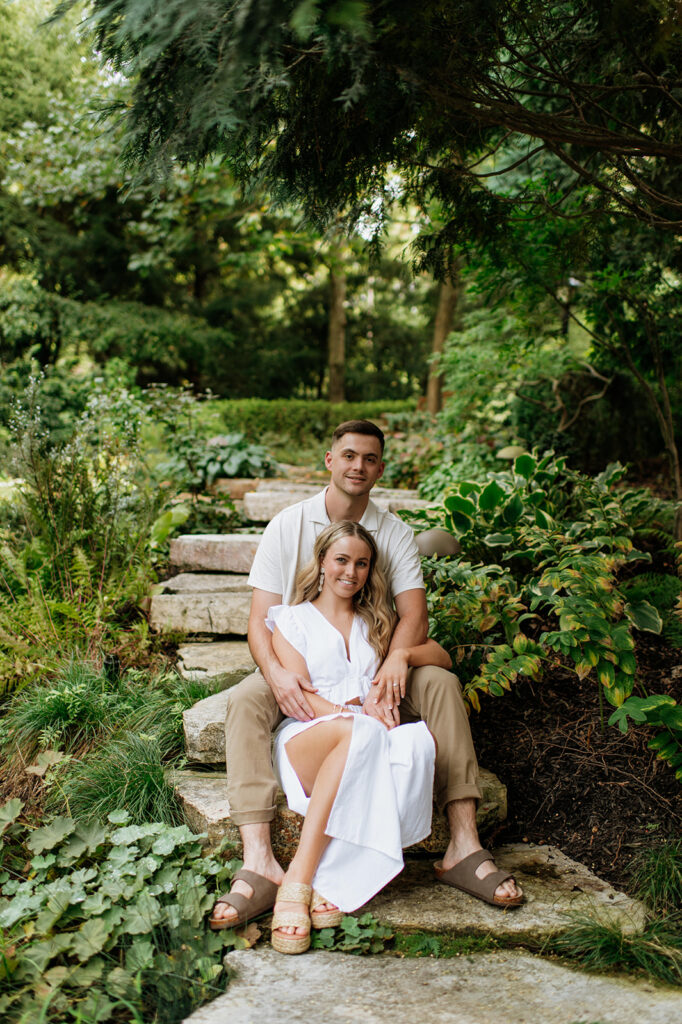 Couple smiling during their Indiana engagement session