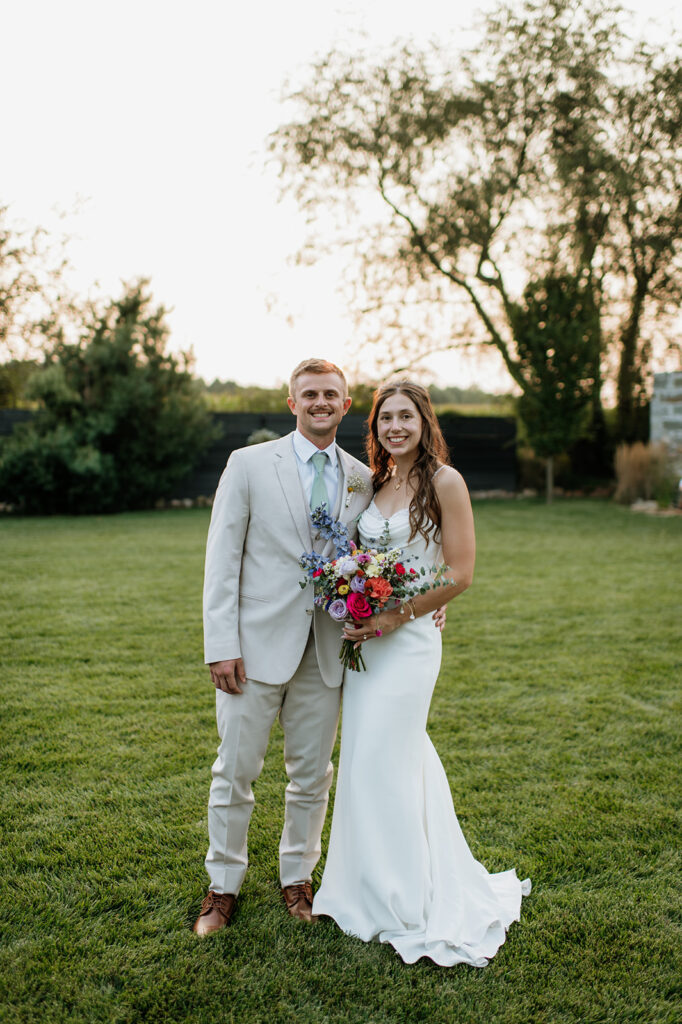 Bride and grooms outdoor portraits from their Empeiria 110 wedding in Rochester, Indiana