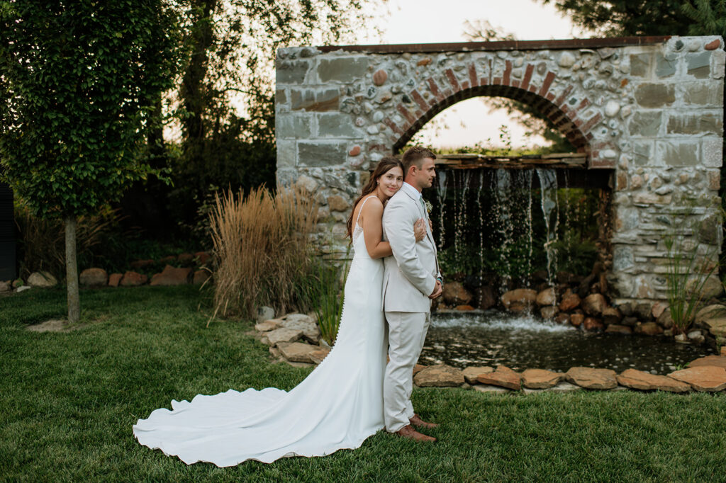 Bride and grooms outdoor portraits from their Empeiria 110 wedding in Rochester, Indiana