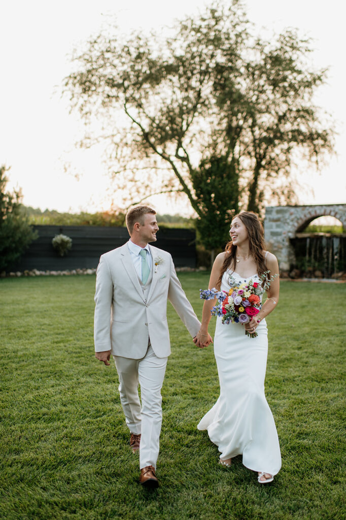 Bride and grooms outdoor portraits from their Empeiria 110 wedding in Rochester, Indiana