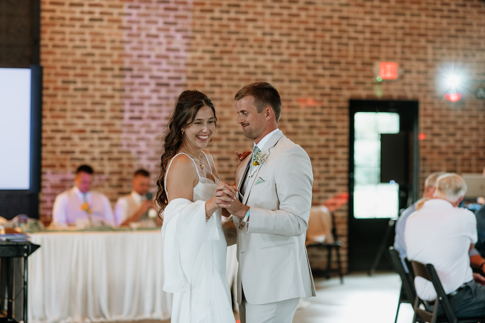 Bride and groom sharing their first dance