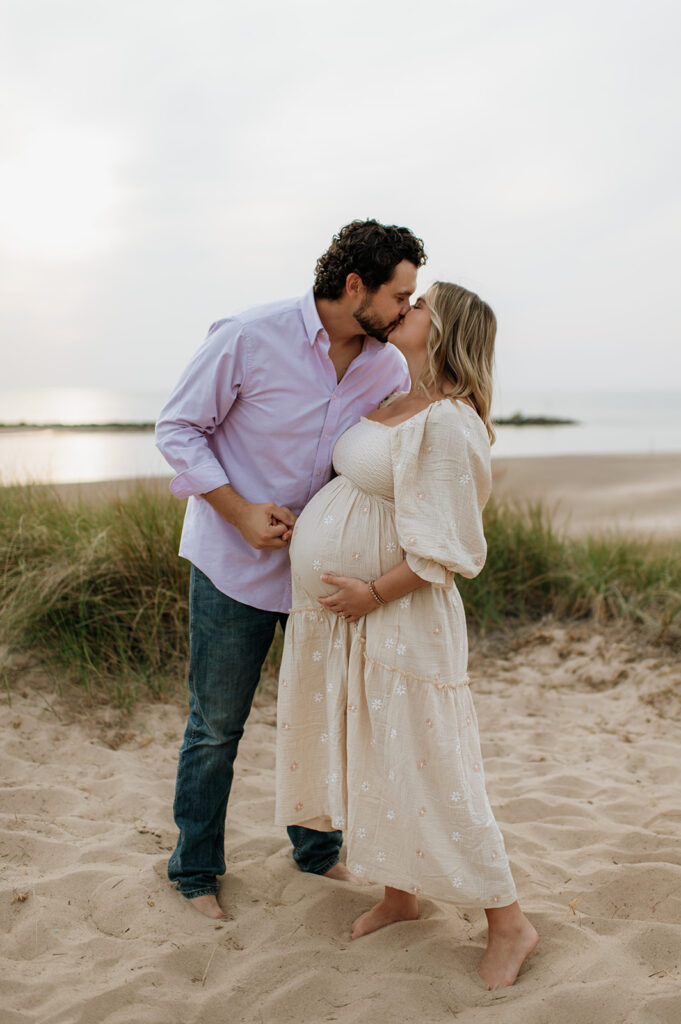 Couple kissing on the beach