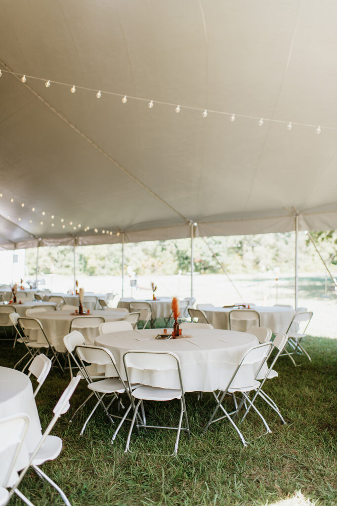 Tented backyard wedding reception in Culver, Indiana