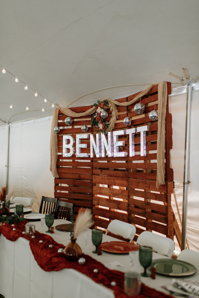 Fall backyard wedding reception