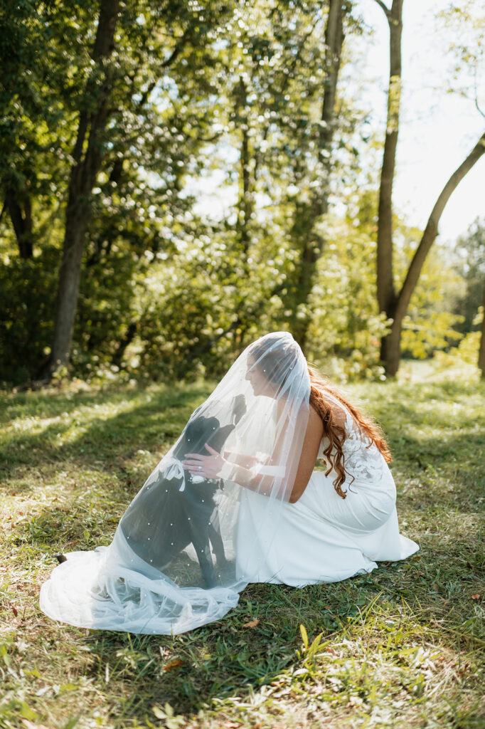 Outdoor bridal portraits with her dog