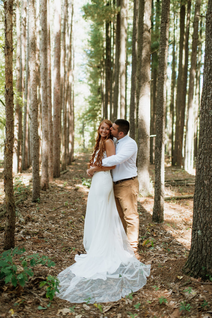 Fall backyard wedding portraits in Culver, Indiana