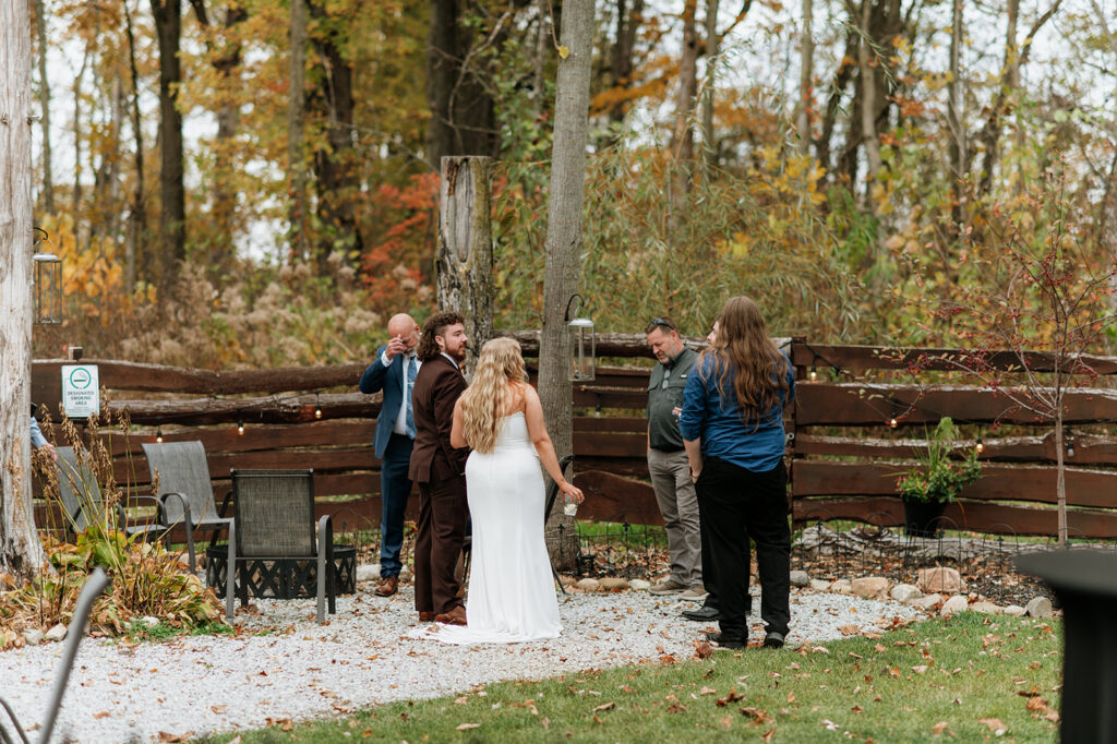 Bride mingling with guests