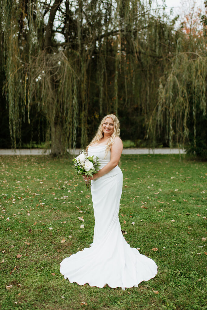 Outdoor bridal portraits from a fall Willow Acres wedding in Middleton, Indiana