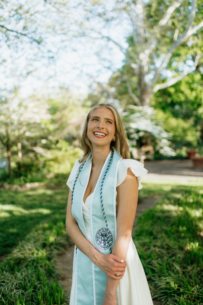 Graduate smiling and posing for her Northern Indiana graduation photos