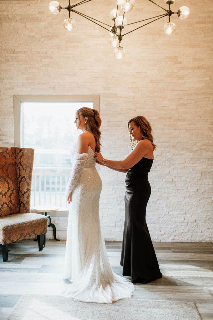Bride getting ready at The Allure on The Lake