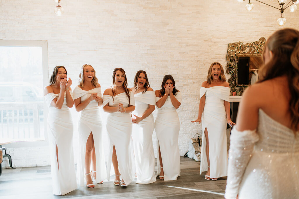 Bride and bridesmaids first looks