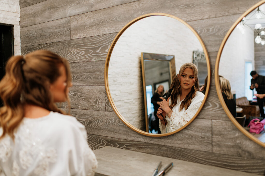 Bride getting ready for her winter wedding