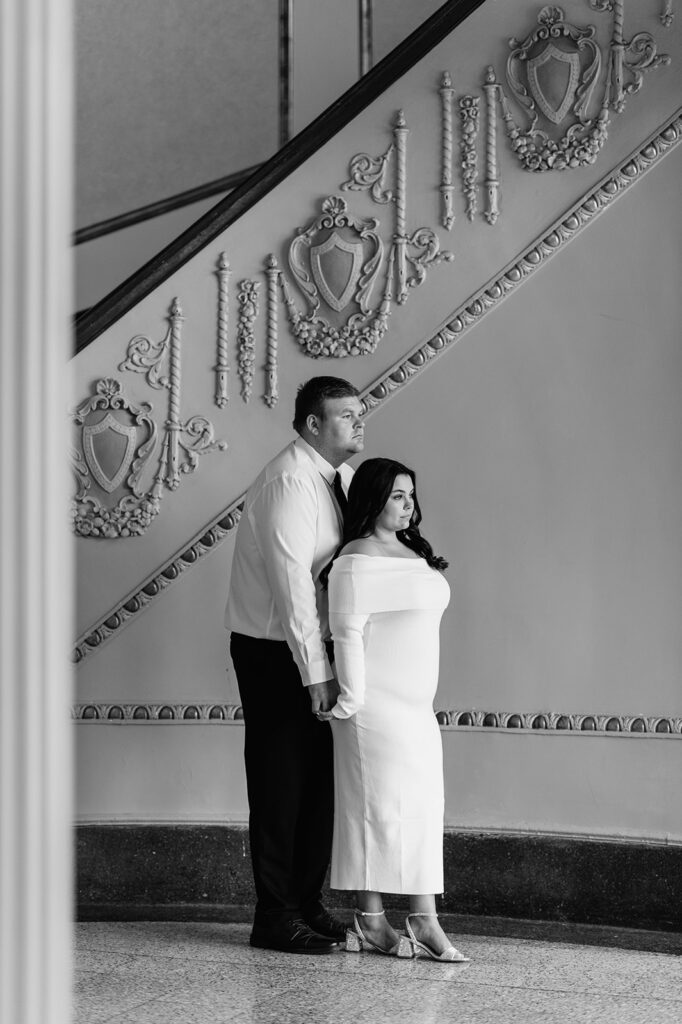 Formal South Bend, Indiana engagement photos at The Morris Performing Arts Center