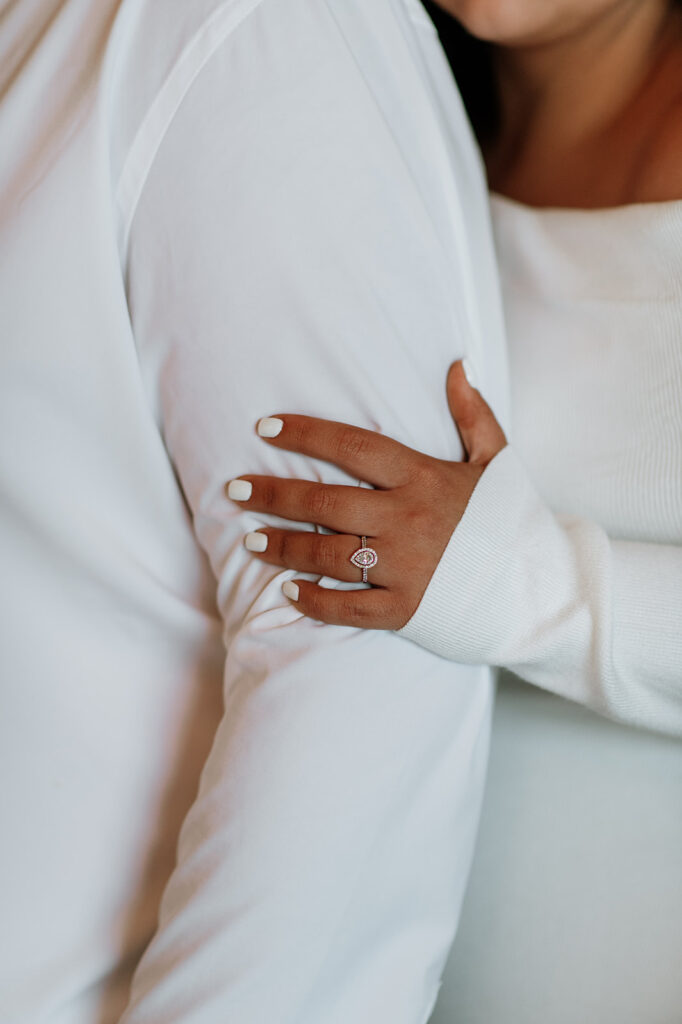 Close up engagement ring detail shot