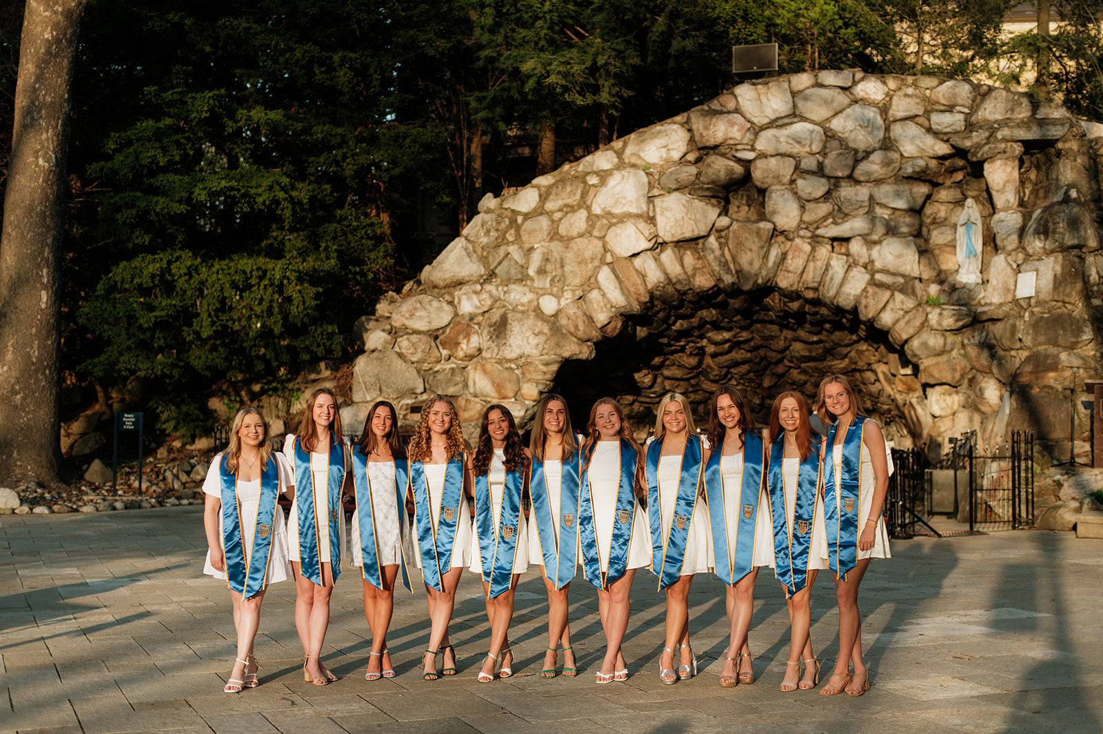 Golden hour Notre Dame graduation photos at The Grotto
