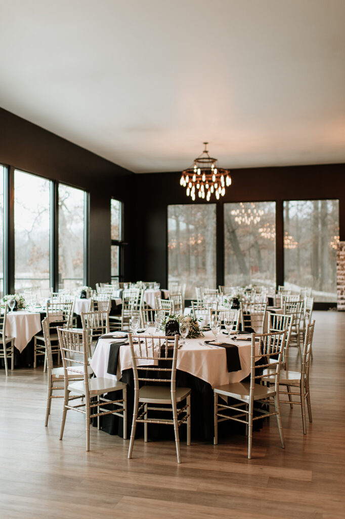 Indoor winter wedding reception at Allure on The Lake in Chesterton, Indiana